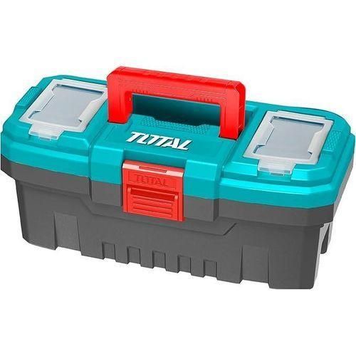 TOTAL Heavy gauge Plastic Tool Box with Handle, Toolbox with Removable Tray, Heavy Duty Organizer Tool Box, Portable Toolbox Organizer for Household Workshops and Garages
