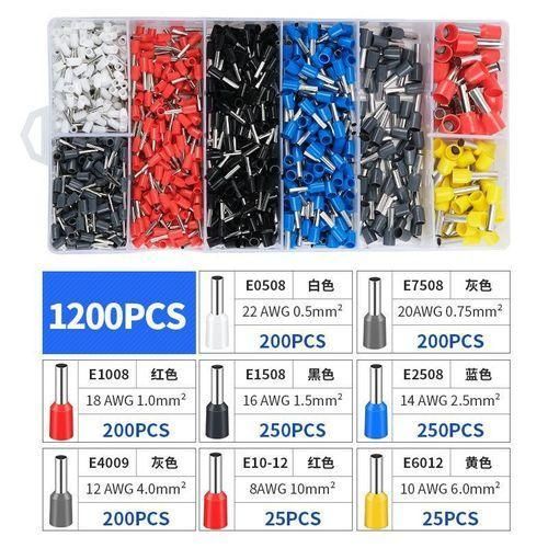 Ferrule Crimping Tool Kit, AWG23-7 Self-adjustable Ratchet Wire Crimping Tool Kit Crimper Plier Set with 1200PCS Wire Terminals Crimping Connectors Wire End Ferrules