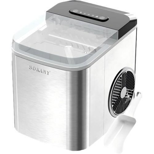 Sokany Ice Maker Countertop, Ready 9 Cubes in 6 Mins, 26 lbs Per Day, Portable Ice Machine with Ice Scoop & Basket, Self-Cleaning Ice Makers for Home/Party/RV/Camping, Silver