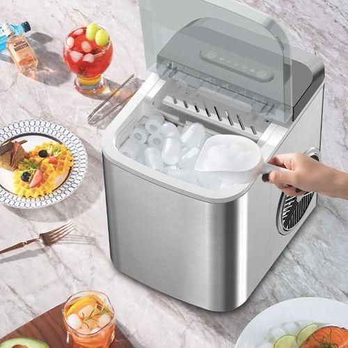 Sokany Ice Maker Countertop, Ready 9 Cubes in 6 Mins, 26 lbs Per Day, Portable Ice Machine with Ice Scoop & Basket, Self-Cleaning Ice Makers for Home/Party/RV/Camping, Silver