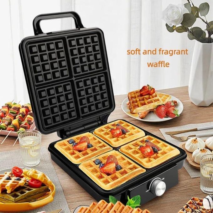 RAF Big size 4-Slice Belgian Waffle Maker nonstick 5 Browning Levels, 1500W, Large Waffle Maker Family Size, Great for Family Breakfasts