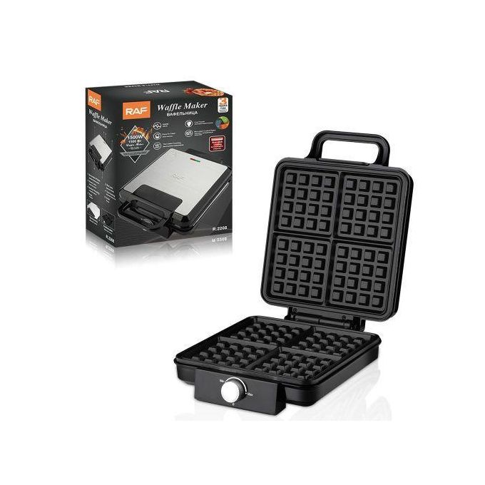 RAF Big size 4-Slice Belgian Waffle Maker nonstick 5 Browning Levels, 1500W, Large Waffle Maker Family Size, Great for Family Breakfasts