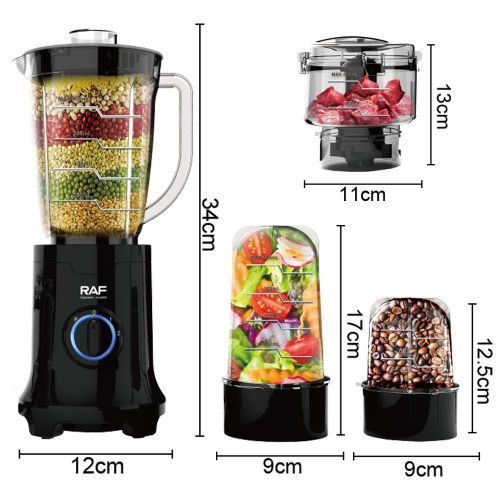 RAF POWERFUL Electric Blender Multifunction 4-in-1 Mixer Grinder with 400W Power, Strong Stainless Steel Blades, Easy to Clean Parts, Designed for Juicing, Grinding, Blending and Chopping