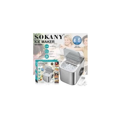 Sokany Electric Ice Maker Countertop, Ready 9 Cubes in 6 Mins, 26 lbs Per Day, Portable Ice Machine with Ice Scoop & Basket, Self-Cleaning Ice Makers for Home/Party/RV/Camping, Silver