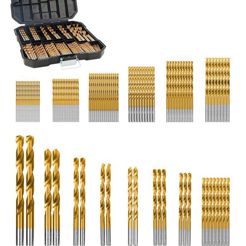 99 Pcs Titanium Coated Drill Bit Set, 135 Degree Tip HSS Drill Bits Kit for Steel, Aluminum, Copper, Soft Alloy Steel, Wood, Plastic