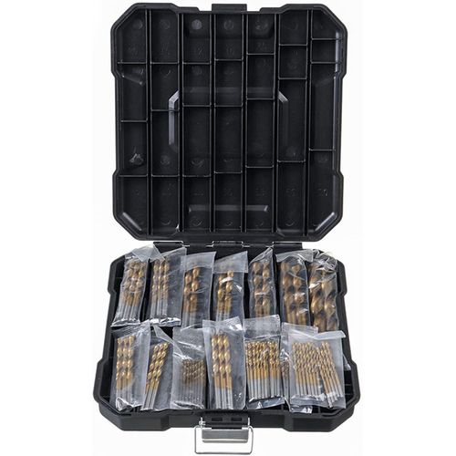 99 Pcs Titanium Coated Drill Bit Set, 135 Degree Tip HSS Drill Bits Kit for Steel, Aluminum, Copper, Soft Alloy Steel, Wood, Plastic