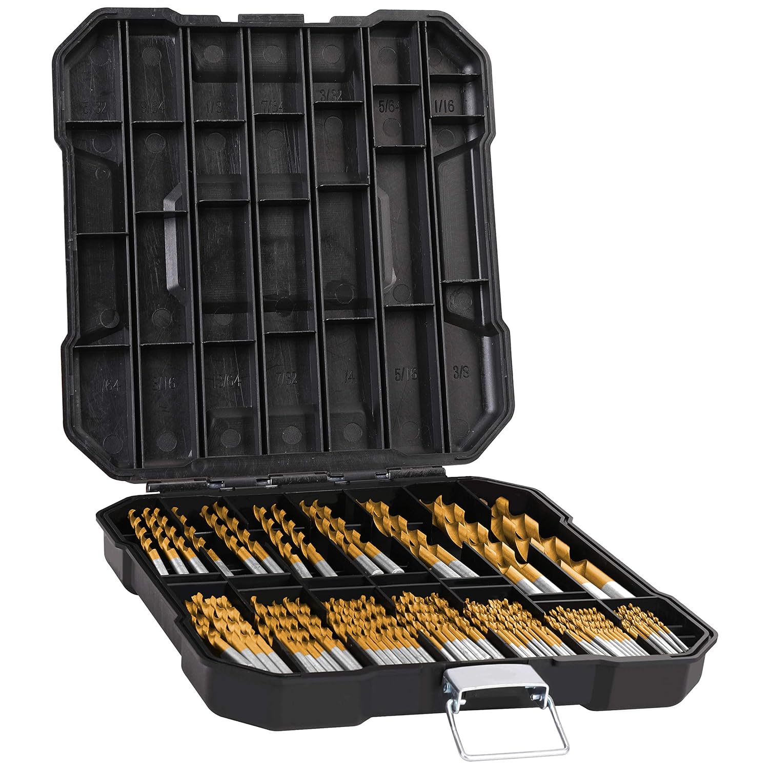 99 Pcs Titanium Coated Drill Bit Set, 135 Degree Tip HSS Drill Bits Kit for Steel, Aluminum, Copper, Soft Alloy Steel, Wood, Plastic