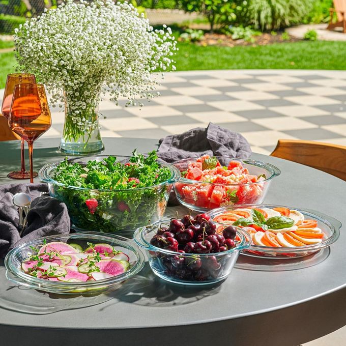 Signature Casserole Dish Set, Set of 3 Casserole Dish with Lid, Round Glass Cookware, Borosilicate Glass