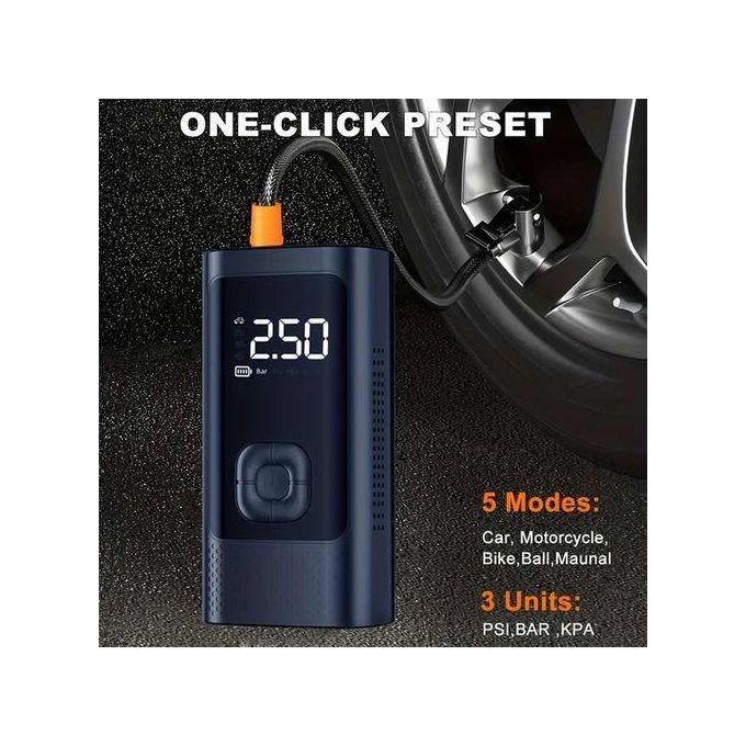 150 PSI Portable Air Compressor, Cordless Tyre Inflator for Car Moto Bike Ball,Rechargeable Battery Car Tyre Pump-Rechargeable (USB-C Charger) Electric Digital, Cordless Tire Inflator
