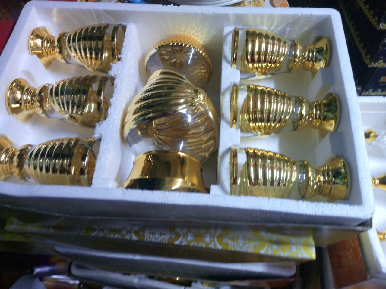 7 PCS GOLDEN GLASS DRINKWARE SET