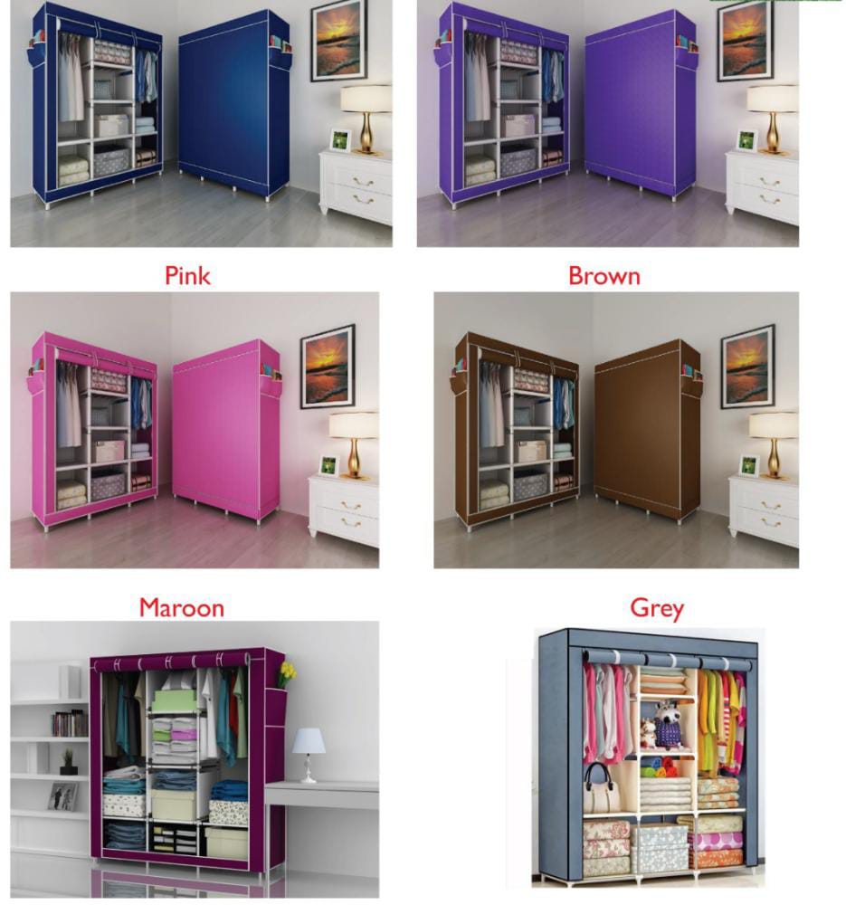 PREMIUM QUALITY WOODEN 3 COLUMN PORTABLE WARDROBE