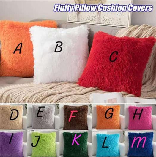 Home Decoration Fluffy Plush Throw Pillow Case - 2 PCS