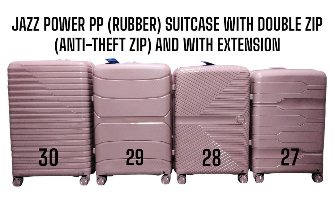JAZZ POWER 3 IN 1 PP (RUBBER) FIBER SUITCASE - WITH ANTI THEFT ZIPPER AND  EXTENSION ( SIZE 30 )