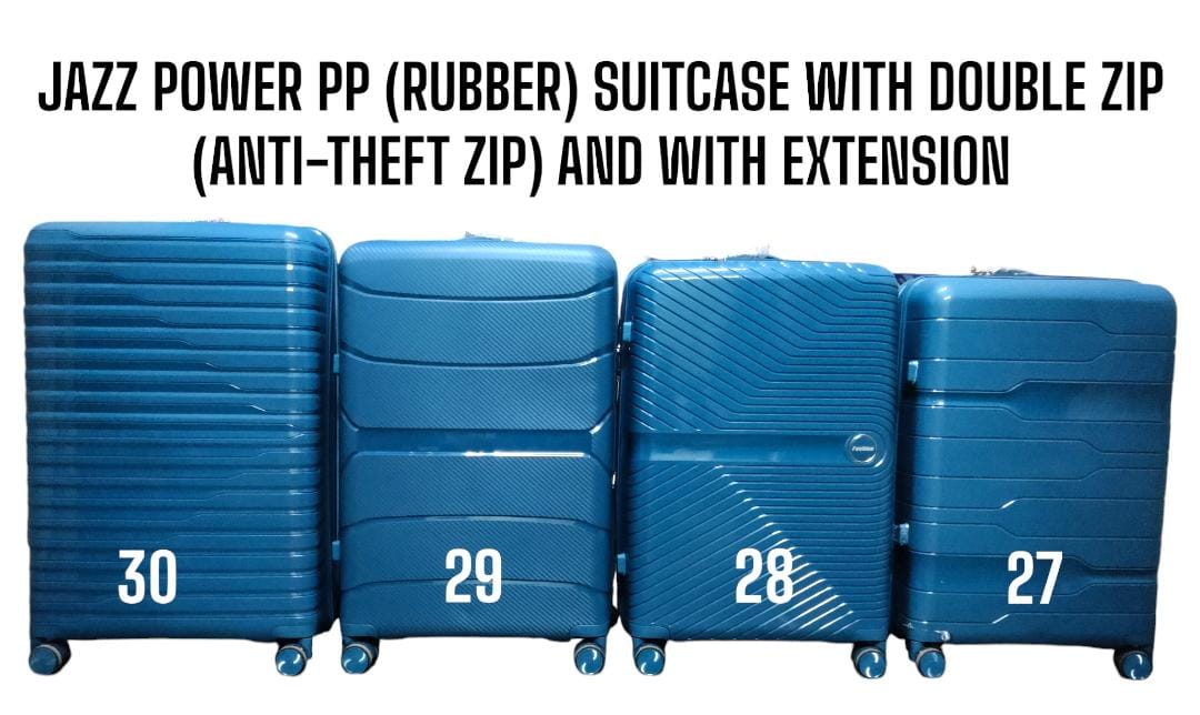 JAZZ POWER 3 IN 1 PP (RUBBER) FIBER SUITCASE - WITH ANTI THEFT ZIPPER AND  EXTENSION ( SIZE 30 )