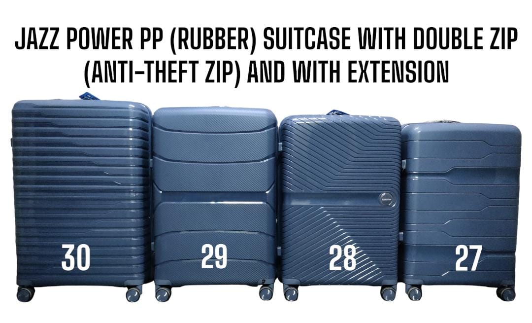 JAZZ POWER 3 IN 1 PP (RUBBER) FIBER SUITCASE - WITH ANTI THEFT ZIPPER AND  EXTENSION ( SIZE 30 )