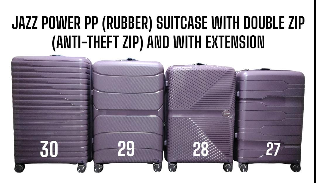 JAZZ POWER 3 IN 1 PP (RUBBER) FIBER SUITCASE - WITH ANTI THEFT ZIPPER AND  EXTENSION ( SIZE 30 )