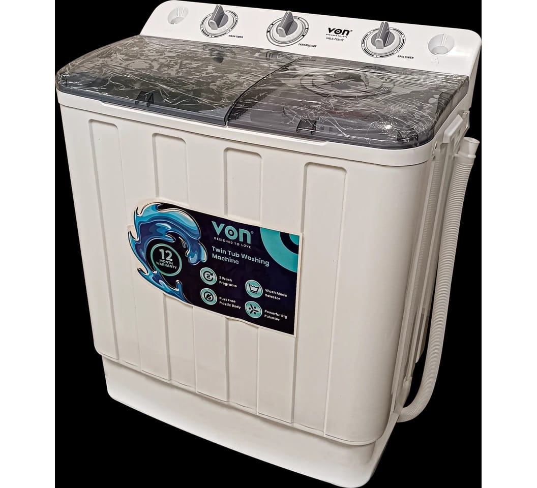 7.5 Kg Von VALS-75BWY Twin Tub Washing Machine - Allows you to take care of your clothes so as to get rid of stains and dirt impeccably.