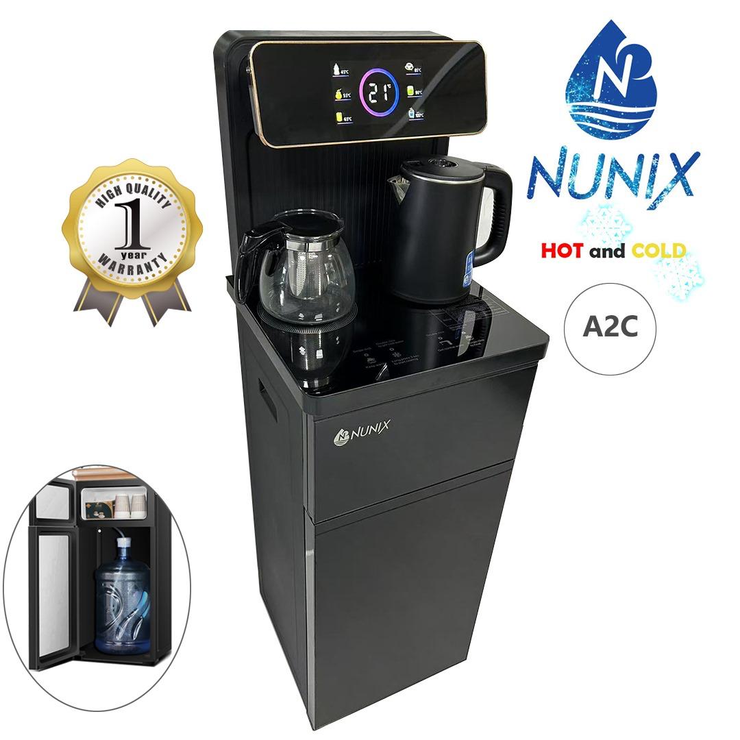 Nunix A2C Hot And Cold Bottom Load Water Dispenser - Stainless steel water tank, Two free electric Kettles, Overheat Protection, Low power consumption.
