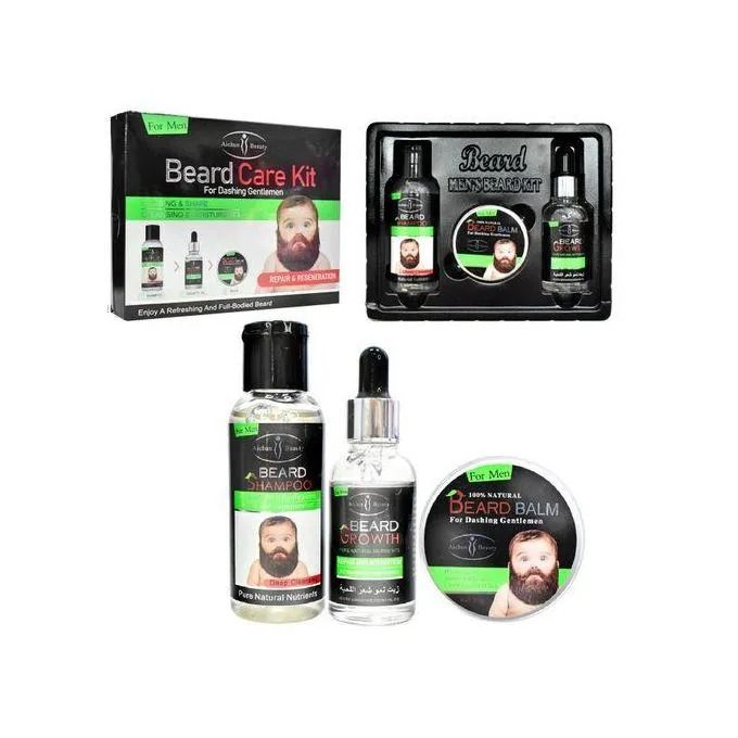 Aichun Beauty Beard Oil Care Kit: Beard Growth Oil, Beard Shampoo, Beard Balm.