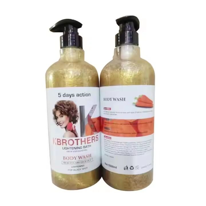 KBrothers Lightening Bath Deep Exfoliating Body Wash 1000ml beauty care lightening for black spots body wash with glutathion carrot oil K Brothers 5 days action whitening bath shower gel