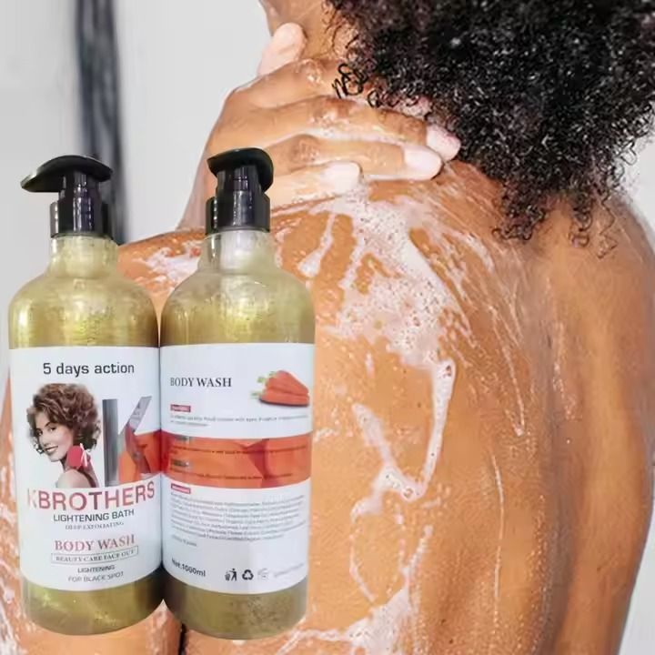 KBrothers Lightening Bath Deep Exfoliating Body Wash 1000ml beauty care lightening for black spots body wash with glutathion carrot oil K Brothers 5 days action whitening bath shower gel