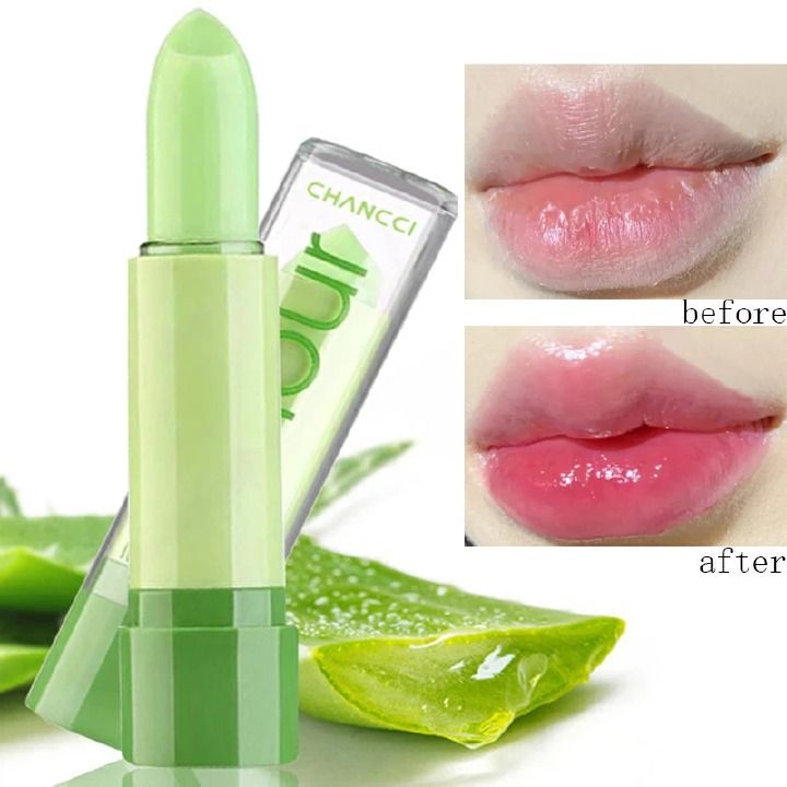 Aloe Vera Lip Balm Color Changing Lasting Fade Lighten Fine Lines Nourishing Moisturizing Anti-drying Care Lipstick Sexy Makeup view 2