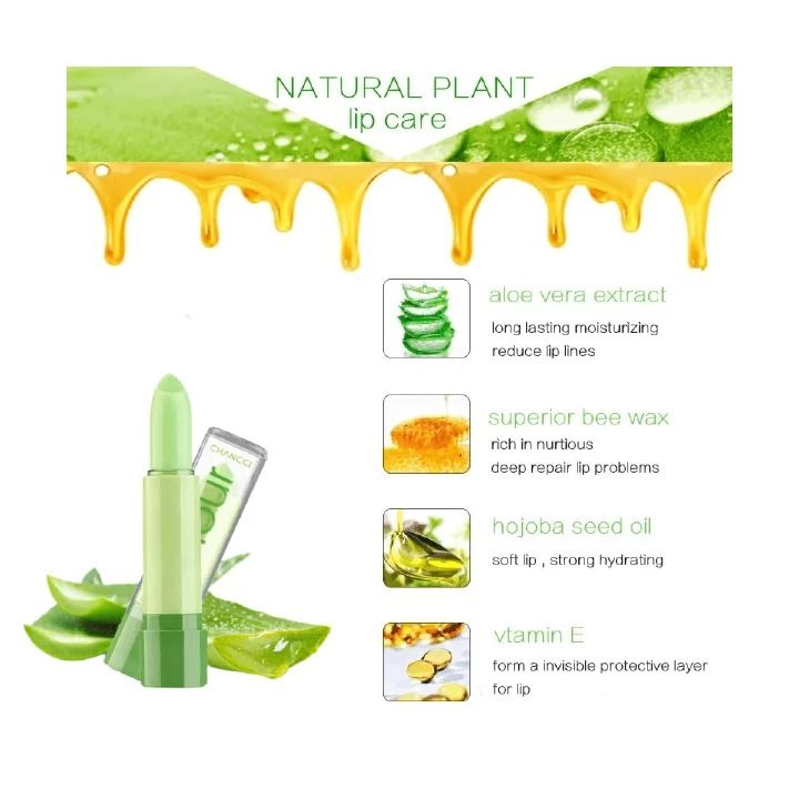 Aloe Vera Lip Balm Color Changing Lasting Fade Lighten Fine Lines Nourishing Moisturizing Anti-drying Care Lipstick Sexy Makeup view 7