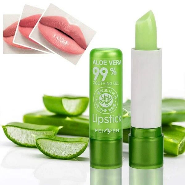 Aloe Vera Lip Balm Color Changing Lasting Fade Lighten Fine Lines Nourishing Moisturizing Anti-drying Care Lipstick Sexy Makeup