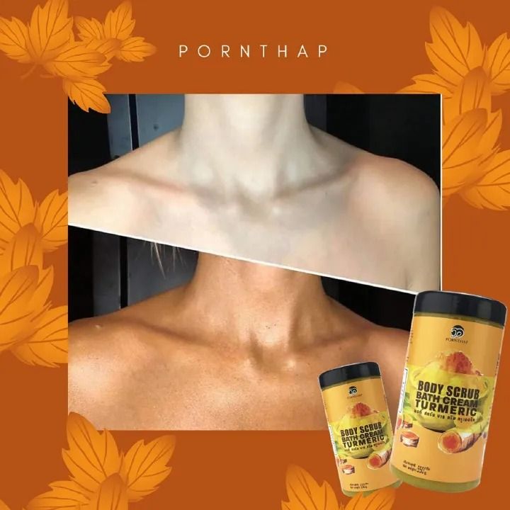 PORNTHAP Turmeric Body Scrub Bath Cream Salt Body And Face Scrub