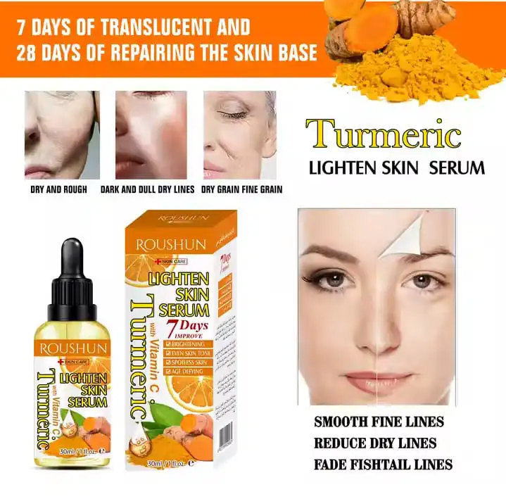 Roushun Turmeric lighten Serum with Vitamin C For Even Skin tone , Brightens, spotless &Age Defying 30ml