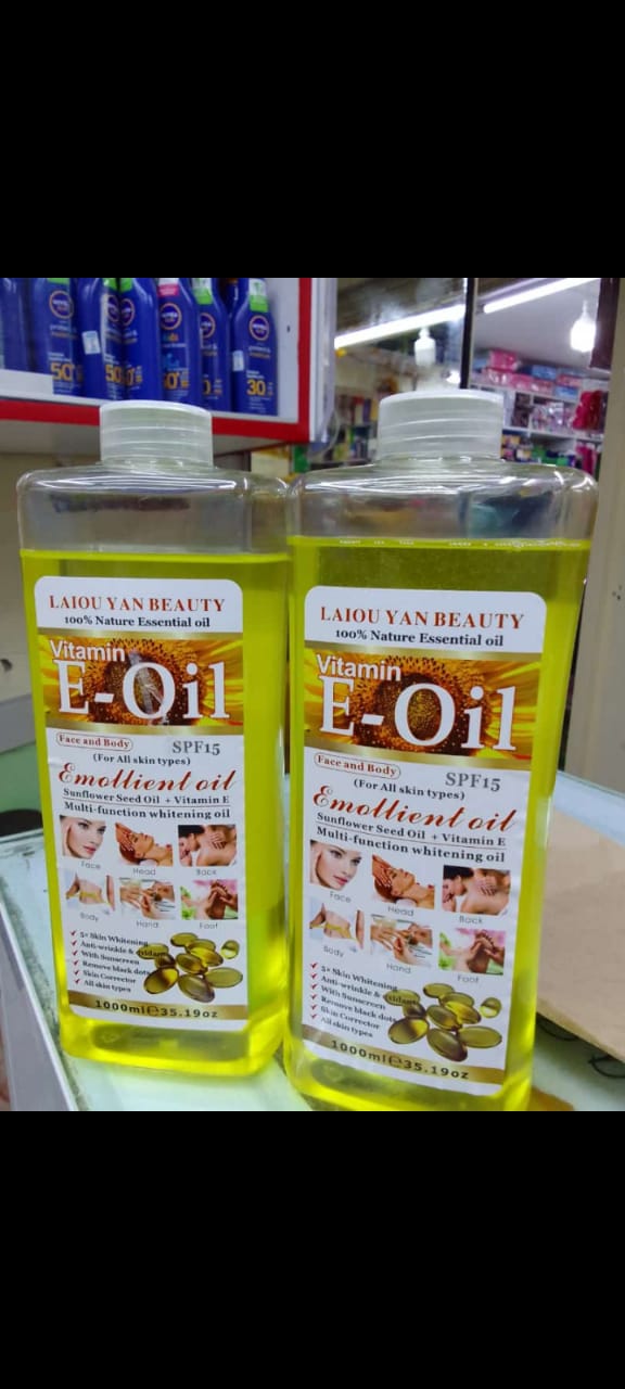 Laiou Yan Beauty Beauty Vitamin E Oil Multifunction Whitening Oil With Sunflower Seed & Vitamin E-1000ml