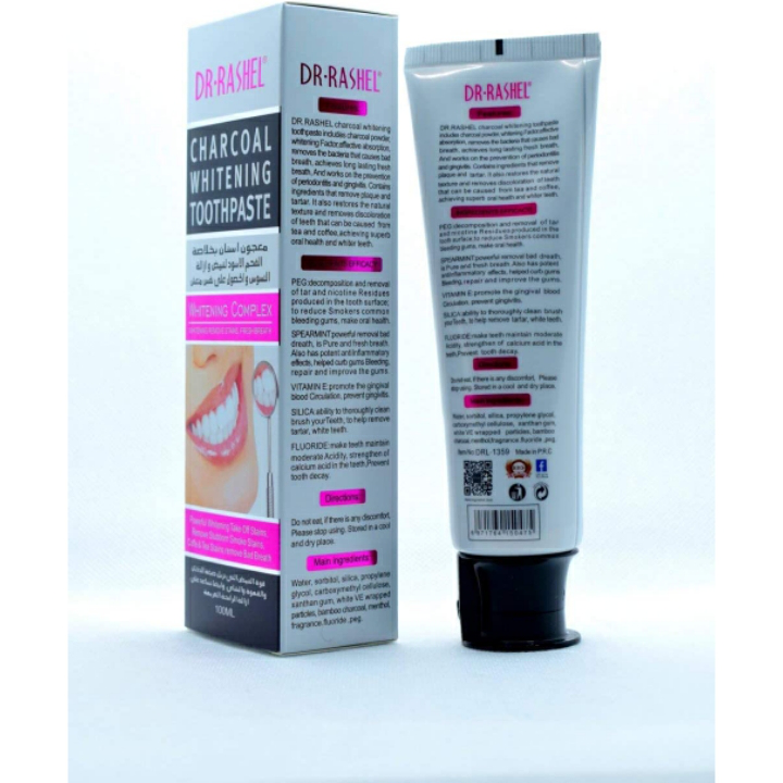 Dr. Rashel Charcoal Whitening Toothpaste Remove Stains Fresh Breath Smoke Coffee Tea Stains Teeth Brightening Complexion