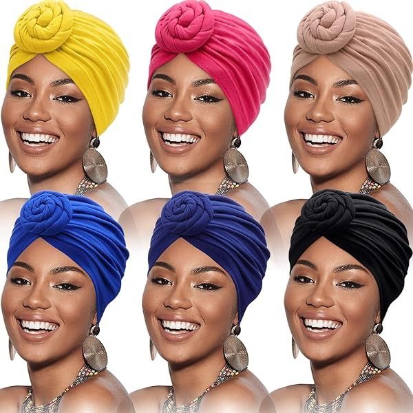 Women Turban African Pattern Knot Head-wrap Beanie Pre-Tied Bonnet Chemo Cap Hair Loss Hat