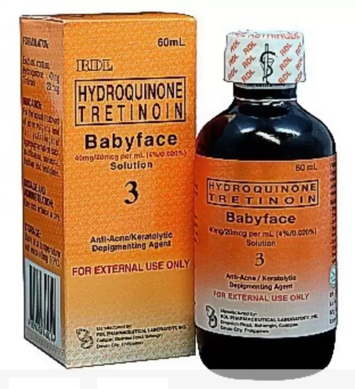Tretinoin RX3 Babyface Soln. Hydroquinone Spots Blemish Discoloration