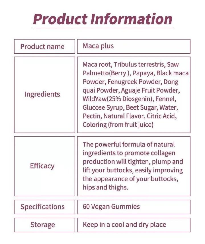Maca Plus Gummy Big Butt Gummies 100% Pure Natural 60 Gummies Gummies For Hip Butt Enhancing Large Maca Plus Gummy Big Butt Gummies 100% Pure Natural Gummies For Hip Butt Enhancing Large Butt Hips