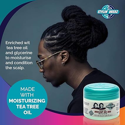 Stylin Dredz Maximum Hold Moulding Gel Wax with Tea Tree Oil - Natural Hairstyles Dreadlocks Artificial Locs 125ML Starter Locs Maintaing Locs