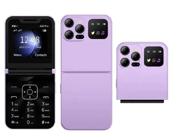 Oking A80 Pro Flip Phone, 2.6" (Dual SIM), Wireless FM -Type C charger FEATURE PHONE