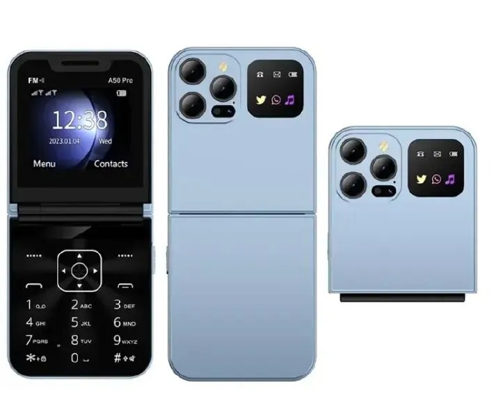 Oking A80 Pro Flip Phone, 2.6" (Dual SIM), Wireless FM -Type C charger FEATURE PHONE