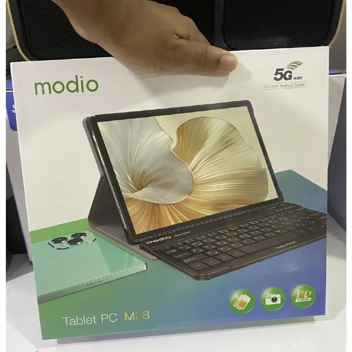 [NEW ARRIVAL]  Modio M38 TABLET 16GBRAM 1TBROM 8,000mAh  Android 11 Dual SIM 10.1inch IPS LCD.  Supports Dual SIM and comes with a mouse, case, keyboard and stylus PEN.