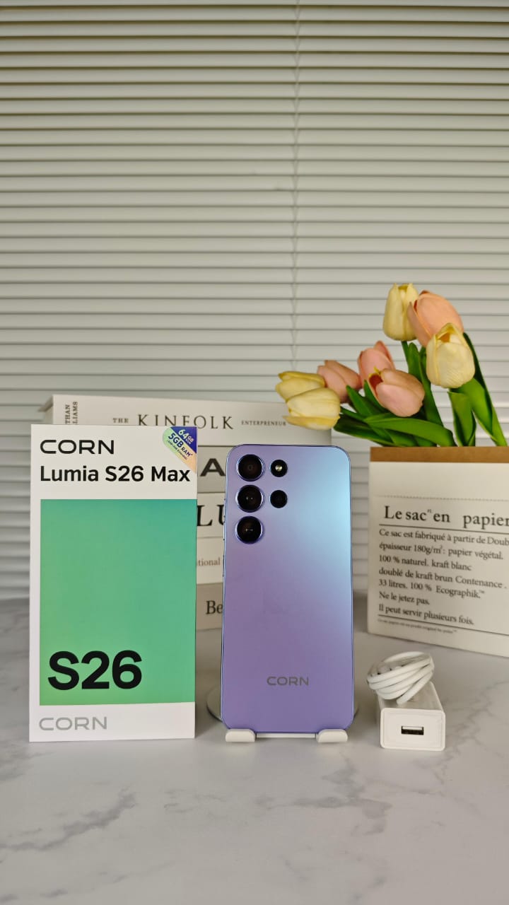 CORN LUMIA S26 MAX 6.67"HD STORAGE ROM 64GB RAM 5(2+3)GB STRONG BATTERY 5000mAh DUAL SIM CARD SMART PHONE SIDE-MOUNTED FINGERPRINT FACE UNLOCK,13MP ULTRA CAMERA 8MP SELFIE TYPE-C CHARGING