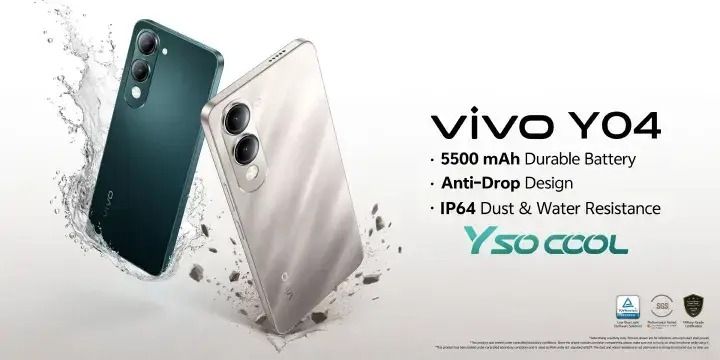 [NEW ARRIVALS]VIVO Y04 6.74'' 128GB R0M+ 4GB RAM 5500mAhBattery capacity Dual Sim 13MP Main Camera 5MP Selfie Camera 90HZ IPS LCD Android14 12 months warrantIP64 Dust/Water-Resistant phone