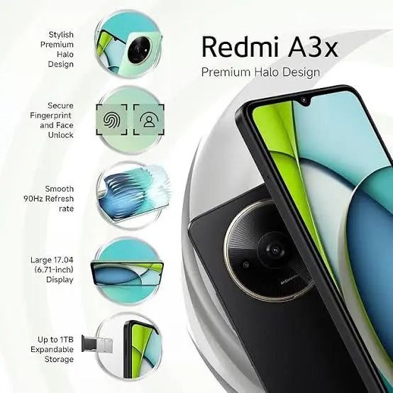 [ NEW ARRIVAL] XIAOMI Redmi A3X 64GB+3GB RAM 4G Network 6.71'' 5000mAh Battery 8MP Rear and 5mp front  AI Cameras 10W Fast Charging Fingerprint Sensor Android 14 Smart Phones