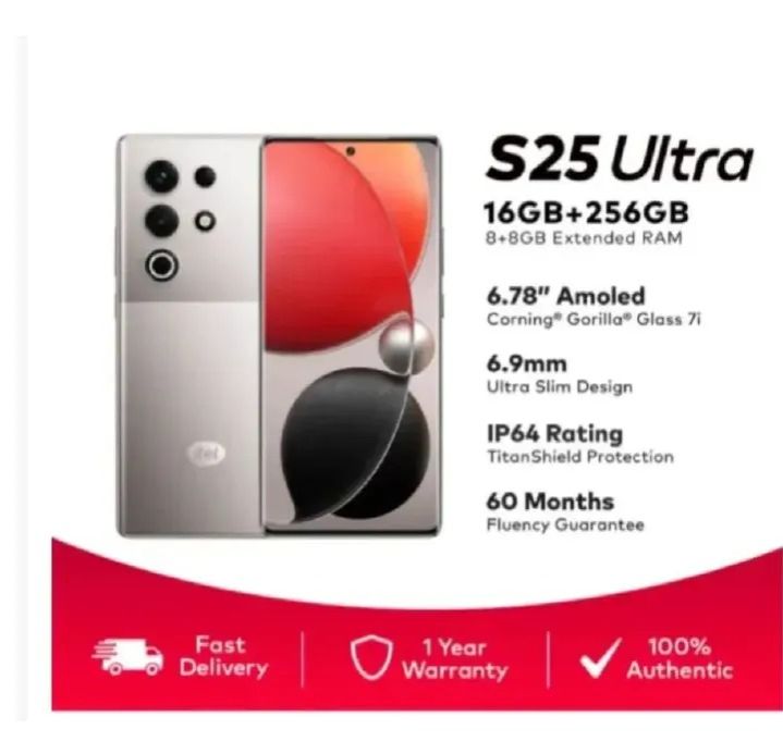 Itel S25 Ultra 256GB ROM+16(8+8)GB RAM 50MP+32MP Camera 6.78" 120Hz 3D-Curved Super Bright AMOLED Display 5000mAh Battery Android IP64 Dust/Water Resistant RGB Ring Notifications Light Smartphones