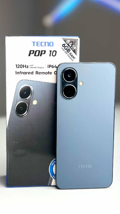[New Arrivals] TECNO POP 10 64GB + 3GB 4G Network 6.67" 120Hz Hole Screen Dual Speakers IP64 Waterproof 13MP 5000mAh 15W Type-C Android 15 Dual SIM Phone Side Fingerprint Unlock phones Smartphone