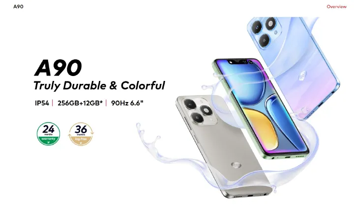 [NEW ARRIVAL!!!] Itel A90 128GB+12GB RAM ( 4 GB + 8GB EXTENDED) GB Expandable 6.74" 120Hz Smooth Display 50MP+13MP Cameras 5000mAh Battery Android 15 Fingerprint Unlock Android Smart Phone