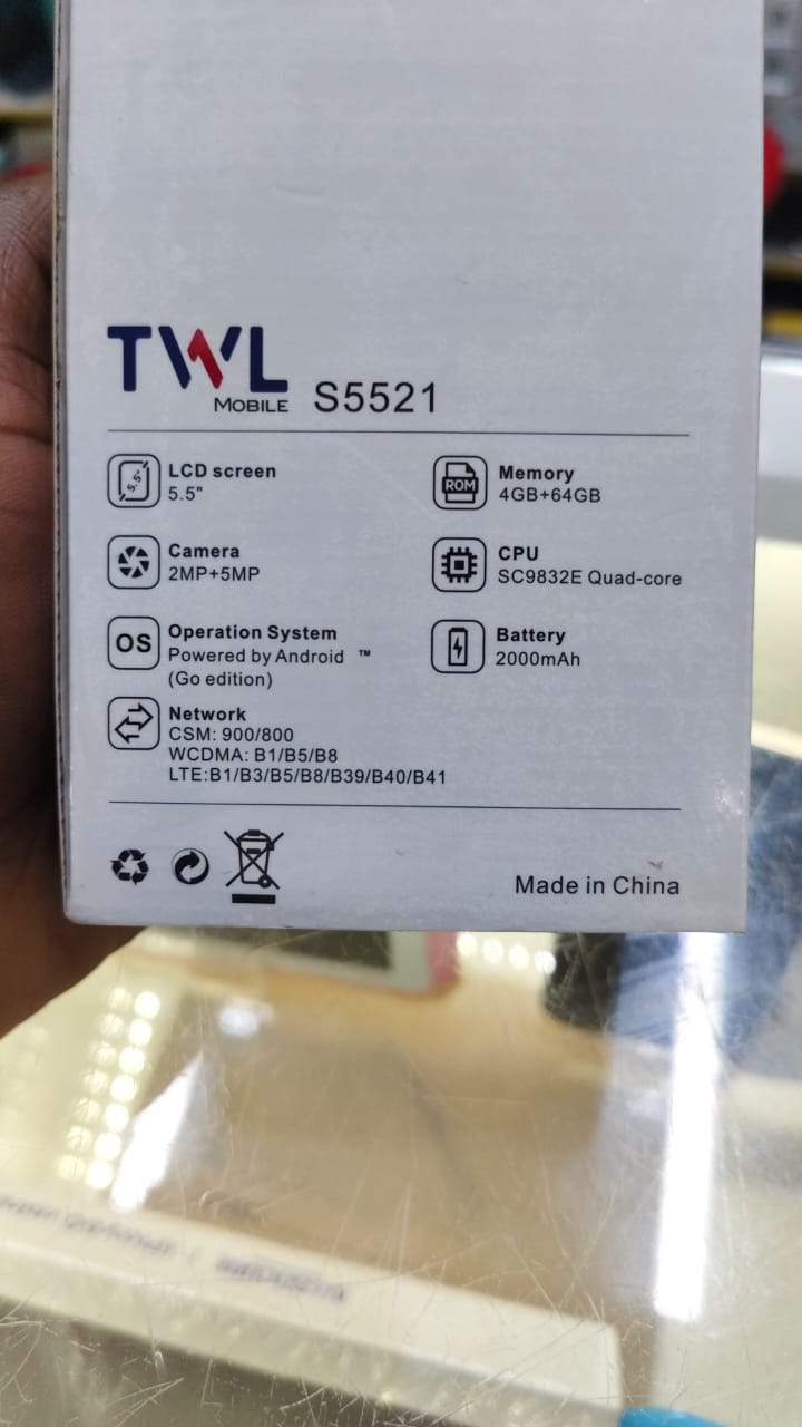 [NEW ARRIVAL!!!]TWL mobile S5521 ROM 64GB+4GB RAM 5.5''LCD SCREEN 5MP+2MP CAMERAS  2000mAh battery ANDROID go edition NETWORK CSM 800/900 WCDMA:B1/B5/B8 CPU SC9832E Quadcore SMARTPHONES