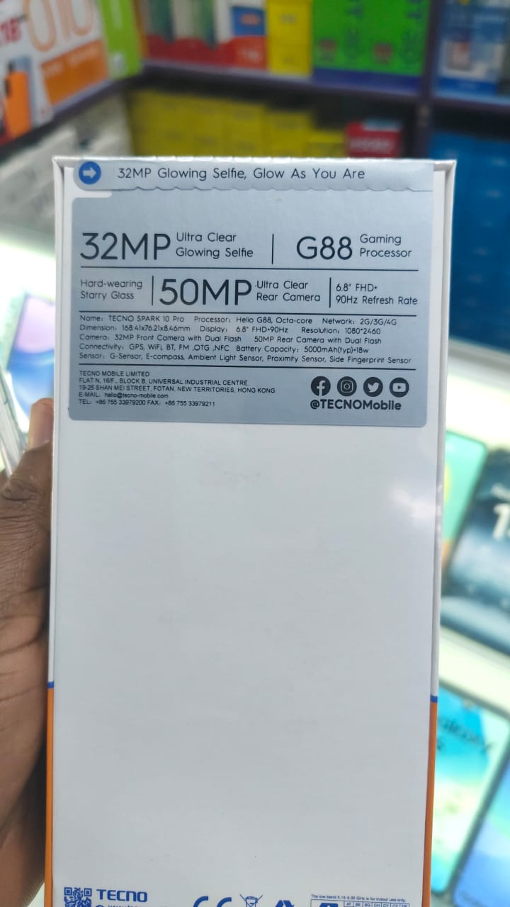 [NEW ARRIVAL!!!] TECNO SPARK 10 PRO 128GB+16GB[8GB+8GBexpadable] RAM 6.8" FHD+ 90Hz 50MP+32MP Camera 5000mAh 18w Type-c Charge Side Fingerprint Dual SIM Smart Phones
