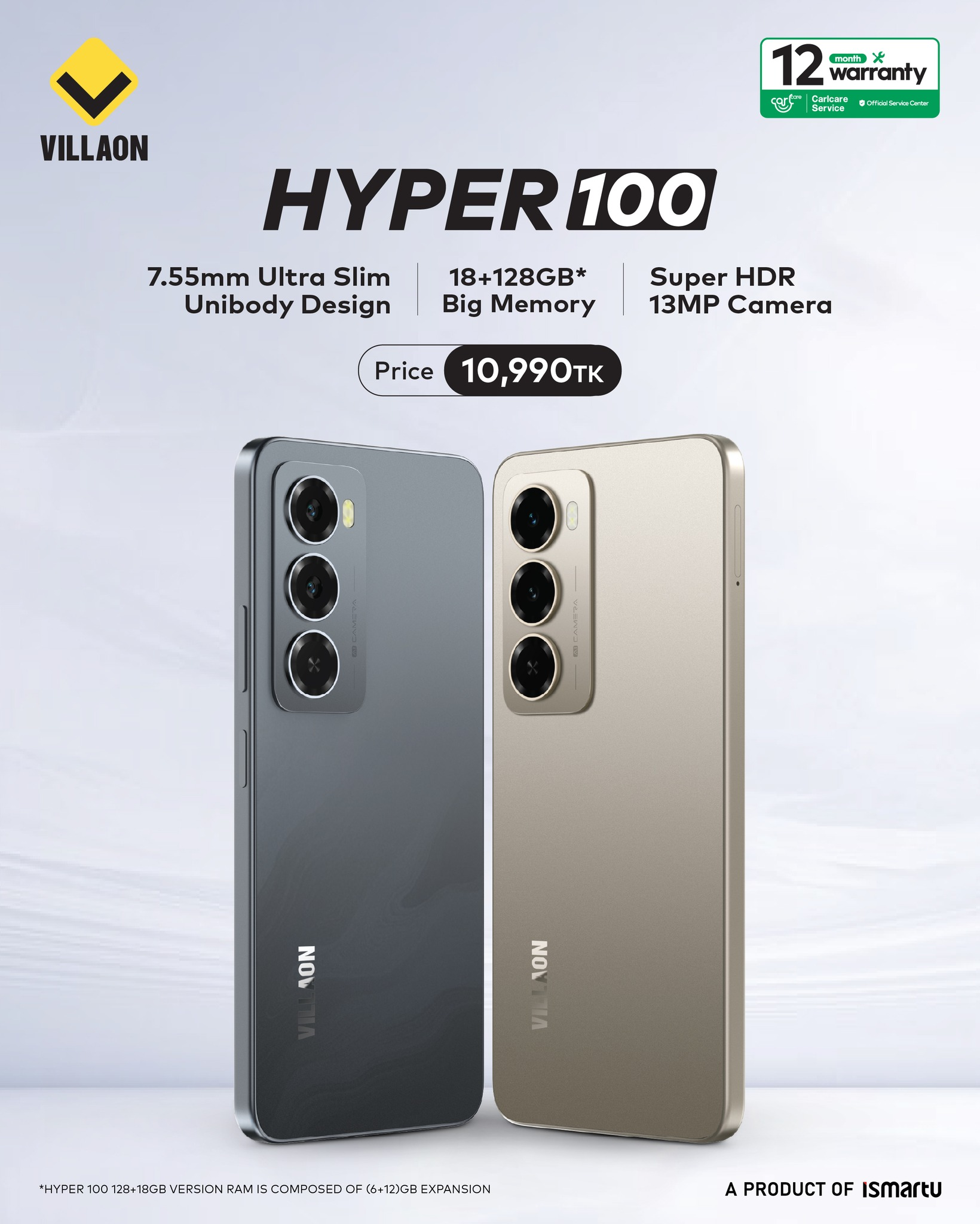 [NEW ARRIVAL] VILLAON HYPER 100 STORAGE 64GB ROM+8GB RAM BATTERY 5000MAH SCREEN 6.75’’ 13MP SUPER HDR CAMERA FINGERPRINT SLIM BODY