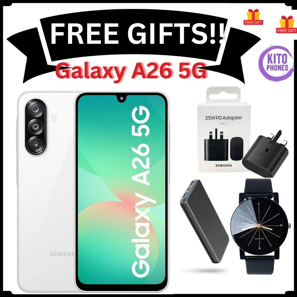 [NEW ARRIVALS!!!] Samsung Galaxy A26 5G 128GB+6GB 6.7" 120Hz Super AMOLED Display 50MP+13MP Cameras Exynos 1380 Chipset 5000mAh Battery Smart Phone +FREE GIFTS (ADAPTER, POWERBANK ,WATCH)