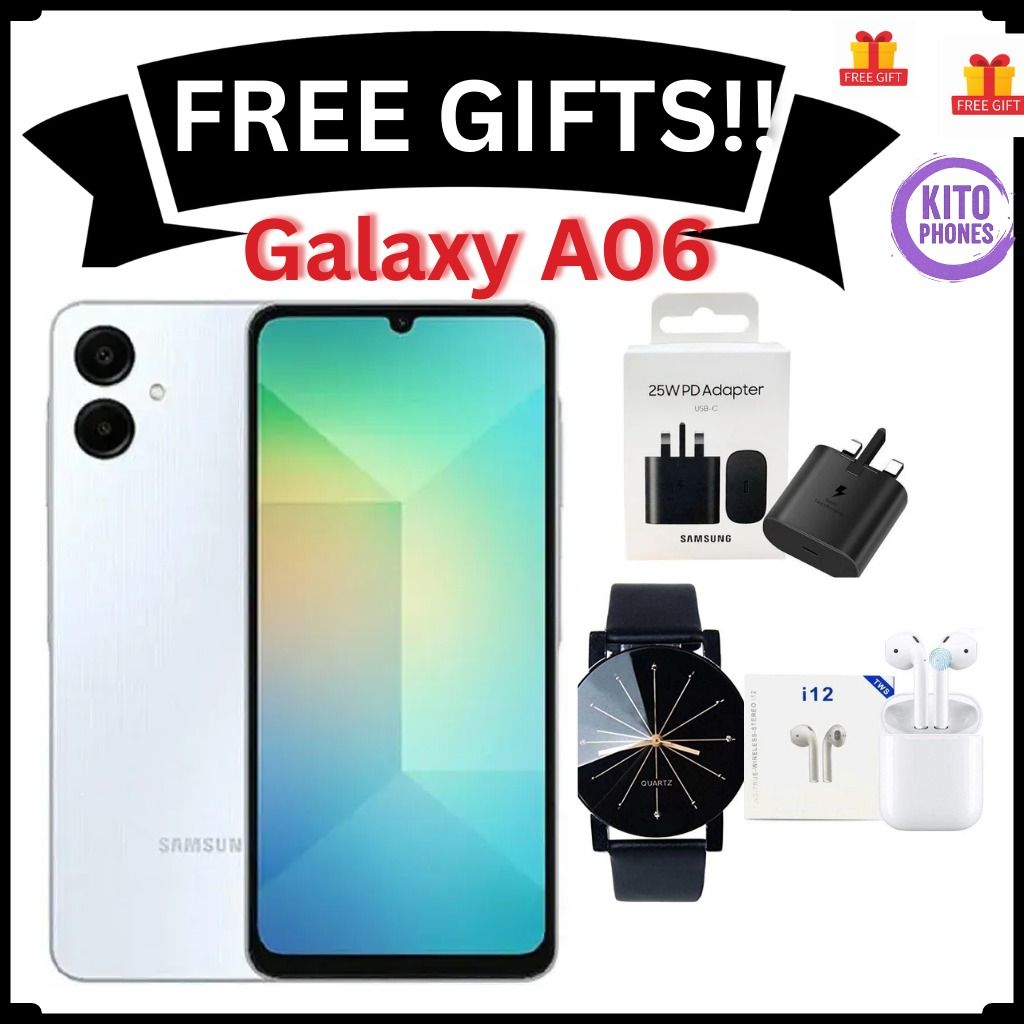 [NEW ARRIVAL!!!]Samsung Galaxy A06 64GB+4GB 50MP Camera 6.7" 90Hz MTK Helio G85 (12nm) 5000mAh 25W Type-C Charge Android 14 Side Fingerprint Unlock phone Smart Phone+ FREE GIFTS!!!!!!!